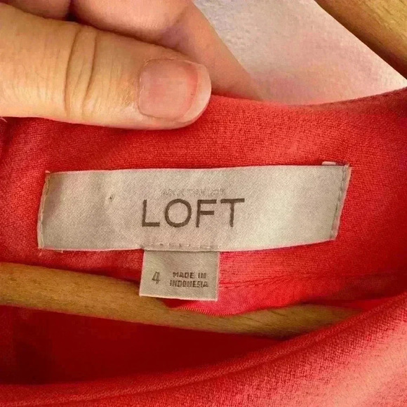 Coral and pink Ann Taylor LOFT dress fitted and stretchy fabric size 4 - Picture 6 of 16